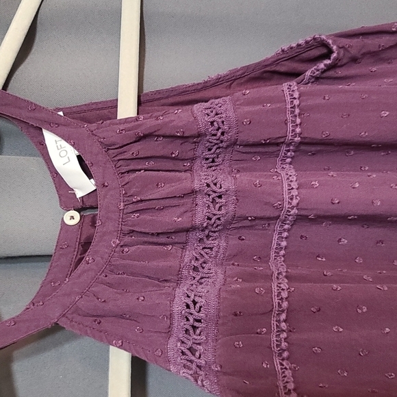 Ann Taylor Loft Dress Summery Lightweight Plum Purple Swiss Dots Size XS EUC - Picture 2 of 9